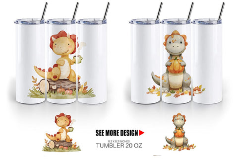 Tumbler Autumn Dino Friends Sublimation artnoy 