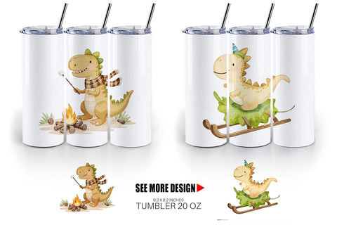 Tumbler Autumn Dino Friends Sublimation artnoy 
