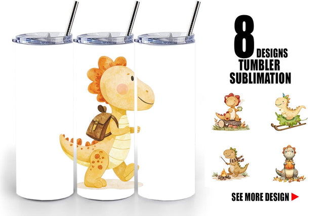 Tumbler Autumn Dino Friends Sublimation artnoy 