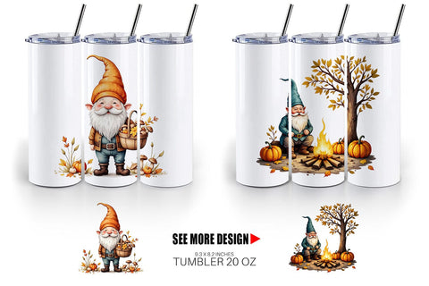 Tumbler Autumn Gnome Friends Sublimation artnoy 