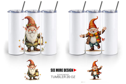 Tumbler Autumn Gnome Friends Sublimation artnoy 
