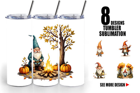 Tumbler Autumn Gnome Friends Sublimation artnoy 