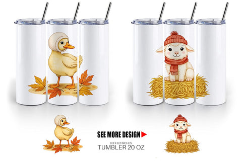 Tumbler Autumn Hat Critters Sublimation artnoy 