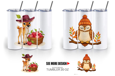 Tumbler Autumn Hat Critters Sublimation artnoy 