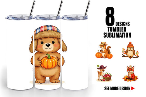 Tumbler Autumn Hat Critters Sublimation artnoy 