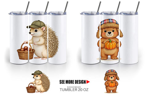 Tumbler Autumn Hat Critters Sublimation artnoy 