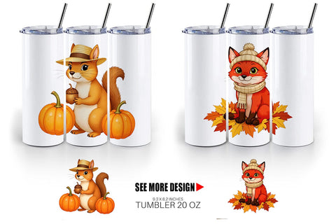 Tumbler Autumn Hat Critters Sublimation artnoy 