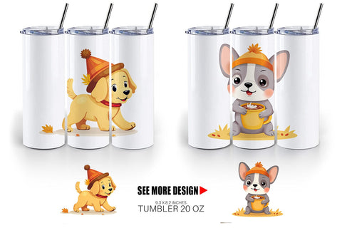 Tumbler Autumn Puppy Parade Sublimation artnoy 