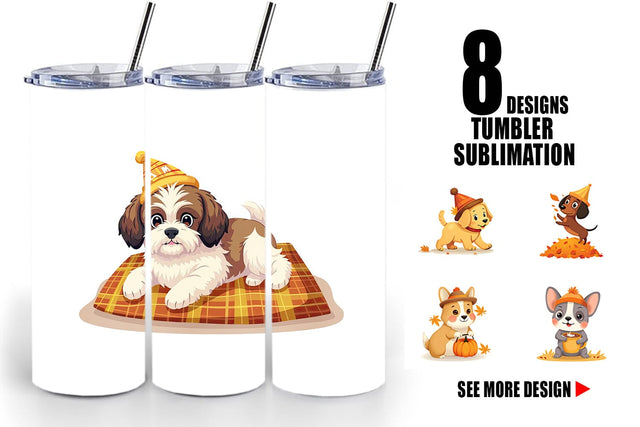 Tumbler Autumn Puppy Parade Sublimation artnoy 