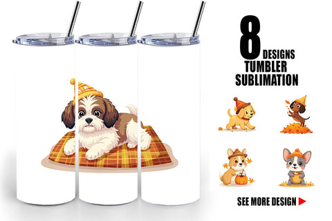 Tumbler Autumn Puppy Parade Sublimation artnoy 