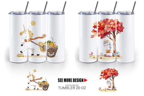 Tumbler Autumn Unicorn Whimsy Sublimation artnoy 