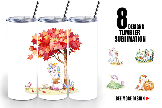 Tumbler Autumn Unicorn Whimsy Sublimation artnoy 