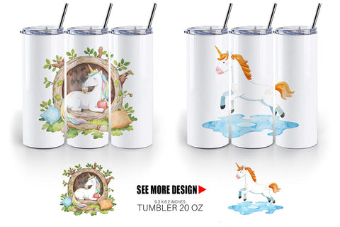 Tumbler Autumn Unicorn Whimsy Sublimation artnoy 