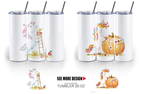 Tumbler Autumn Unicorn Whimsy Sublimation artnoy 