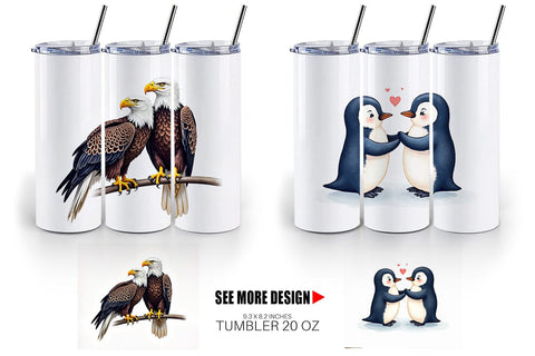 Tumbler Avian Affection Watercolor Bird Couples Sublimation artnoy 