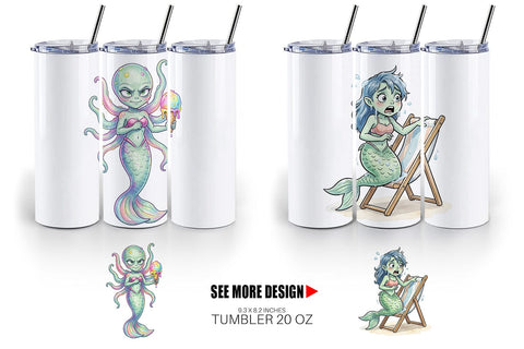 Tumbler Awkward Alien Mermaids Sublimation artnoy 
