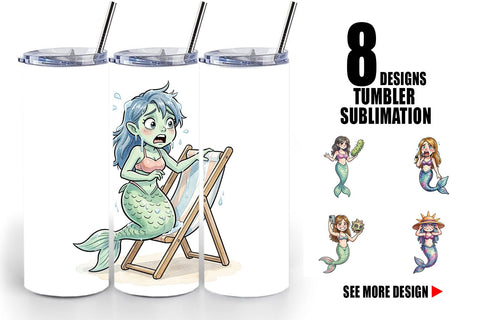 Tumbler Awkward Alien Mermaids Sublimation artnoy 