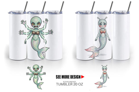 Tumbler Awkward Alien Mermaids Sublimation artnoy 