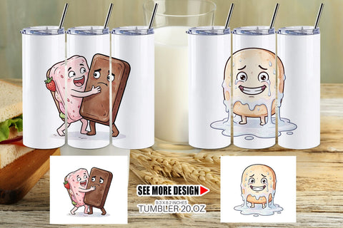 Tumbler Awkward Ice Cream Date Watercolor Sublimation artnoy 