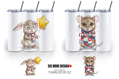 Tumbler Awkward Patriotic Animals Watercolor Sublimation artnoy 
