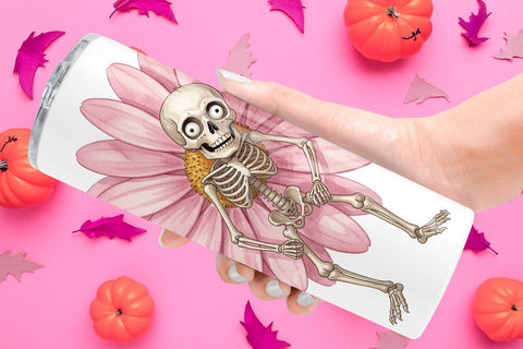 Tumbler Awkward Pink Skeleton Retro Watercolor Sublimation artnoy 