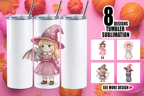 Tumbler Awkward Pink Witch Retro Watercolor Sublimation artnoy 