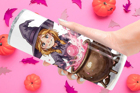 Tumbler Awkward Pink Witch Retro Watercolor Sublimation artnoy 