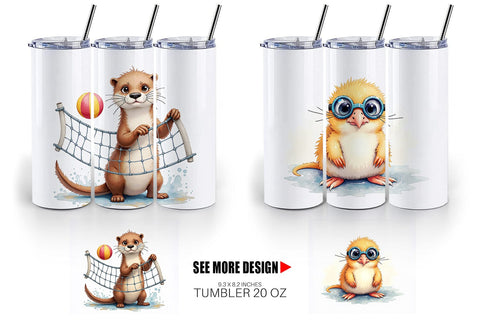 Tumbler Awkward Pool Animals Sublimation artnoy 