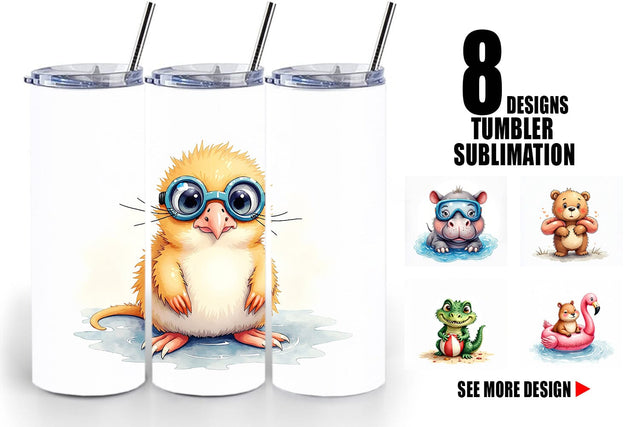 Tumbler Awkward Pool Animals Sublimation artnoy 