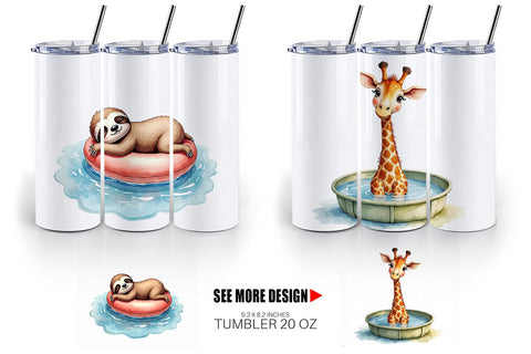 Tumbler Awkward Pool Animals Sublimation artnoy 