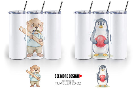 Tumbler Awkward Recess Misfits Watercolor Sublimation artnoy 