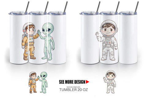 Tumbler Awkward Space Kid Watercolor Sublimation artnoy 