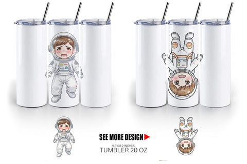 Tumbler Awkward Space Kid Watercolor Sublimation artnoy 
