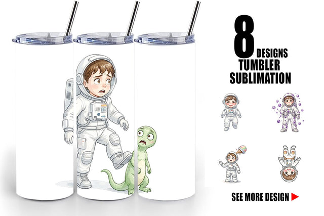 Tumbler Awkward Space Kid Watercolor Sublimation artnoy 