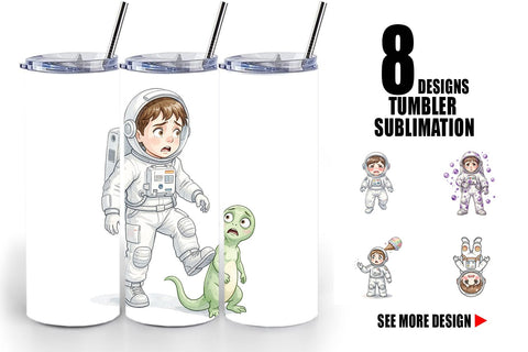 Tumbler Awkward Space Kid Watercolor Sublimation artnoy 
