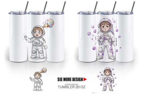 Tumbler Awkward Space Kid Watercolor Sublimation artnoy 