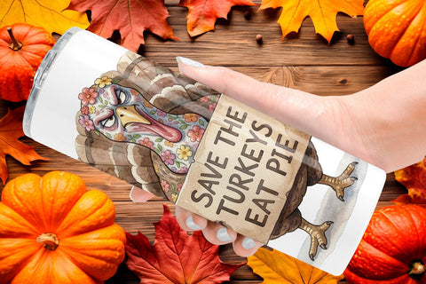 Tumbler Awkward Turkey Retro Watercolor Sublimation artnoy 
