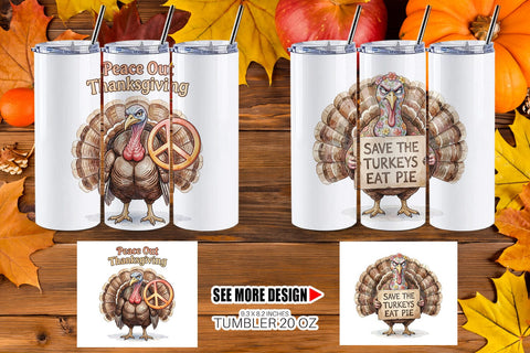 Tumbler Awkward Turkey Retro Watercolor Sublimation artnoy 