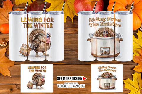 Tumbler Awkward Turkey Retro Watercolor Sublimation artnoy 