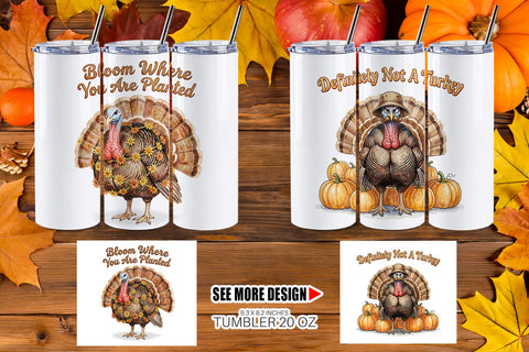 Tumbler Awkward Turkey Retro Watercolor Sublimation artnoy 