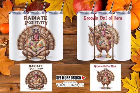 Tumbler Awkward Turkey Retro Watercolor Sublimation artnoy 