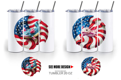 Tumbler Axolotl 4th of July Sublimation artnoy 
