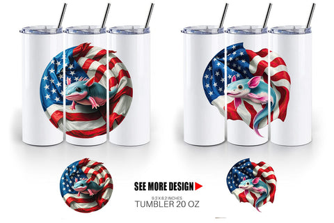 Tumbler Axolotl 4th of July Sublimation artnoy 