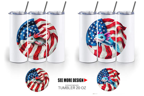 Tumbler Axolotl 4th of July Sublimation artnoy 