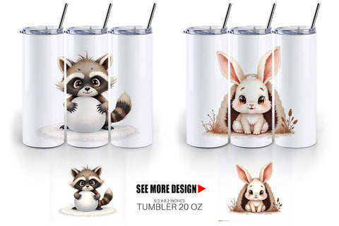 Tumbler Baby Forest Animals Winter Watercolor Sublimation artnoy 