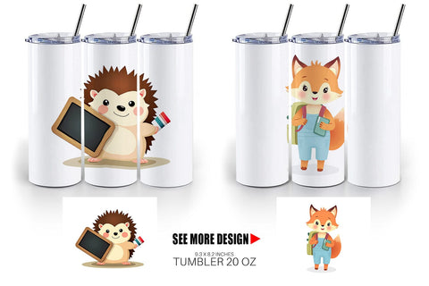 Tumbler Back to School Animals Sublimation artnoy 
