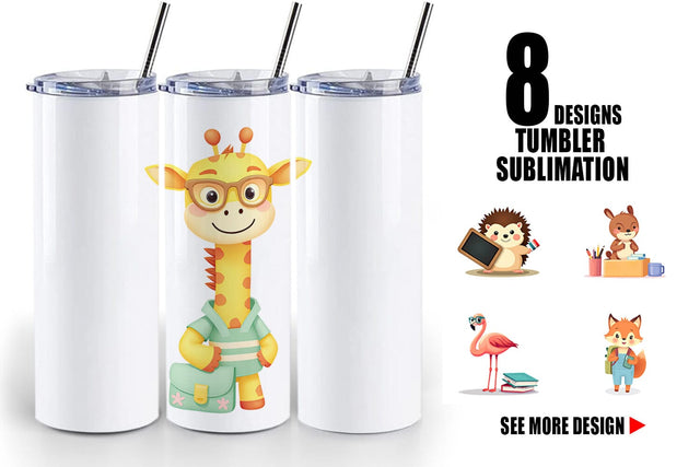 Tumbler Back to School Animals Sublimation artnoy 