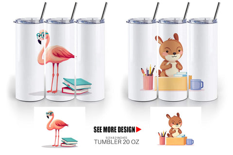 Tumbler Back to School Animals Sublimation artnoy 