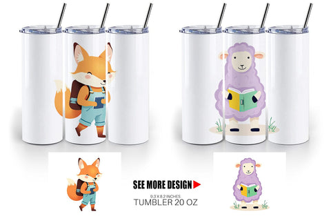 Tumbler Back to School Animals Sublimation artnoy 
