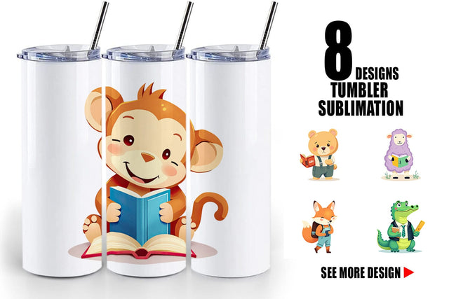 Tumbler Back to School Animals Sublimation artnoy 
